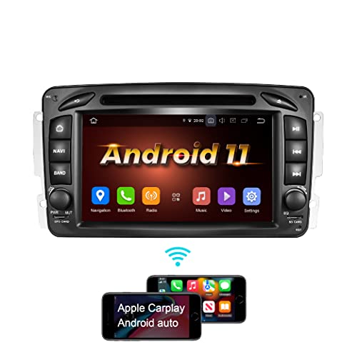 Amaseaudio Android 11 Autoradio, 2 Din für Benz W168 W203 W209, 7" Touchscreen, InDash DVD Player, DSP+, unterstützt drahtloses Apple Carplay Android Auto/GPS Navigation/ HD1080P/OBDII