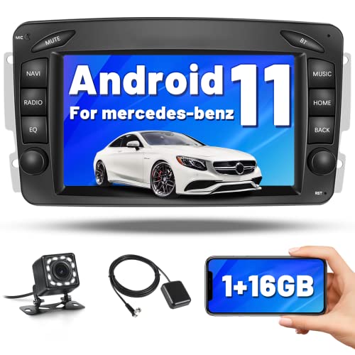 Hikity Android 11 Autoradio für Mercedes-Benz CLK C208 W208 W209 E-W210 Clase C W203 Viano W639 SLK W170 7" Autoradio Bluetooth mit Navi SWC USB FM RDS Mirror Link RCA Canbus+Rückfahrkamera